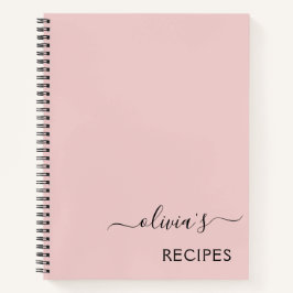 Kochbuch Rezept Blush Pink Girly Monogram Notizbuch