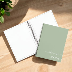 Kochbuch Rezept Green Sage Girly Monogram Notizbuch