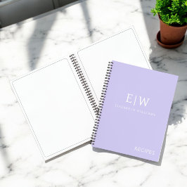 Kochbuch Rezept Lavender Lila Girly Monogram Notizbuch