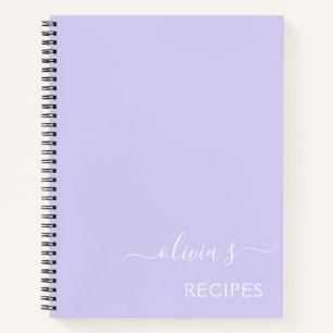 Kochbuch Rezept Lavender Lila Girly Monogram Notizbuch