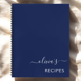 Kochbuch Rezept Navy Blue White Monogram Notizbuch