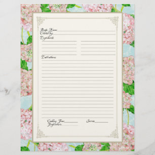 Kochbuchseite Rosa Hortensie Spitze Floral Formal Flyer