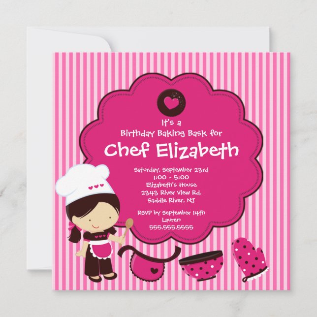 Kochen Backwaren Geburtstagsparty Einladung (Vorderseite)