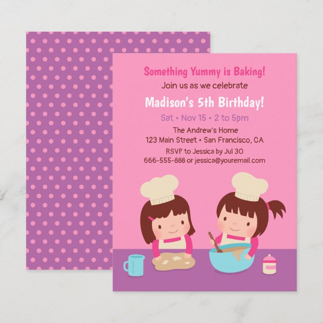 Kochen Backwaren Geburtstagsparty Einladungen (Vorne/Hinten)