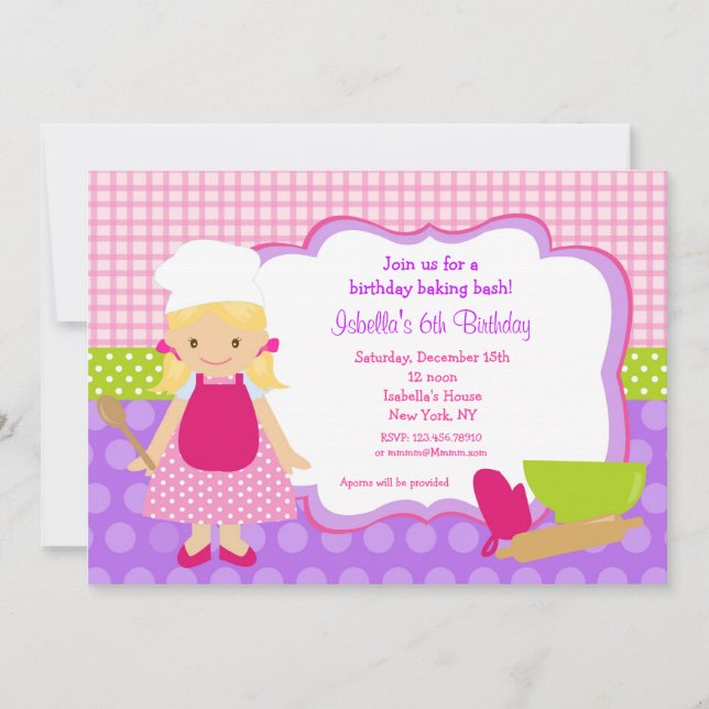 Kochen Backwaren Geburtstagsparty Einladungen (Vorderseite)