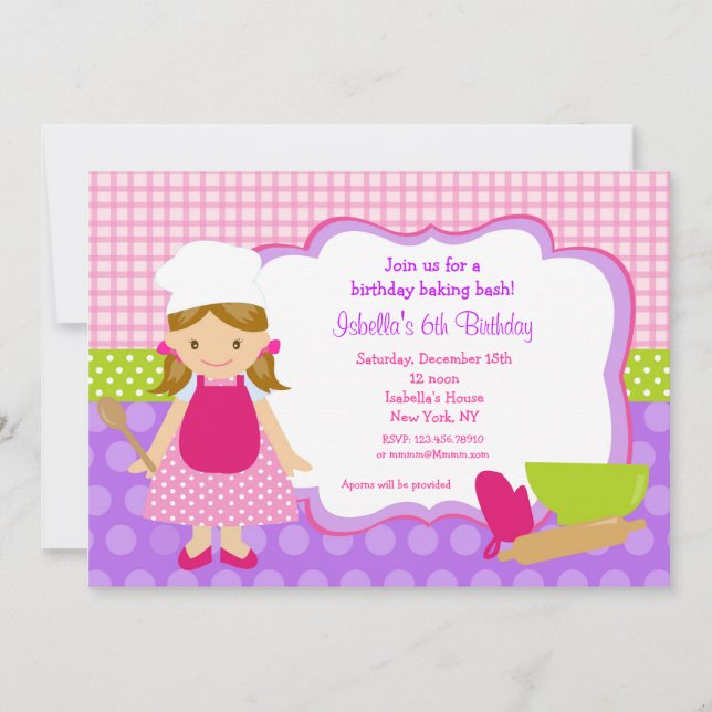 Kochen der Backen-Geburtstags-Party Einladungen (Vorderseite)