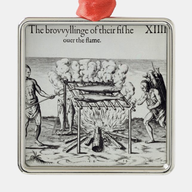 Kochen der Fische Silbernes Ornament (Vorne)