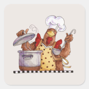 Kochen des Huhns Quadratischer Aufkleber