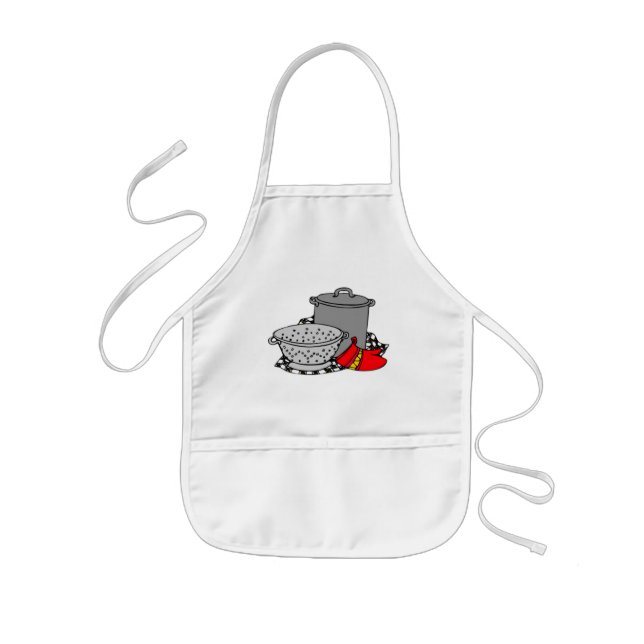 Kochen des Topfes u. des Siebs Kinderschürze (Vorne)
