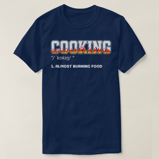 Kochen Fast Burning Food, Funny Kitchen Koch T-Shirt (Design vorne)