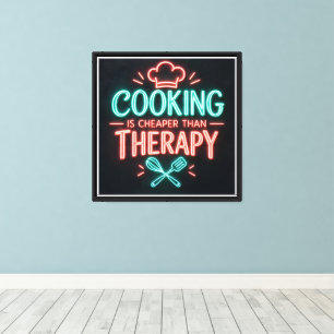 Kochen ist günstiger als Therapie Leinwanddruck