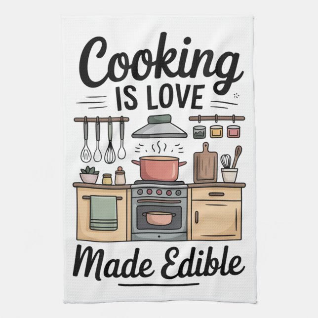 Kochen ist Liebe Geschirrtuch (Vertikal)