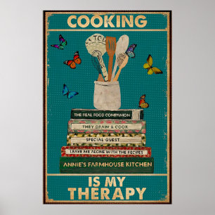 Kochen ist meine Therapie vintage Poster