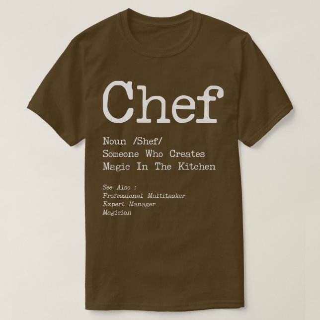 Kochen Koch Definition Küche Koch T-Shirt (Design vorne)
