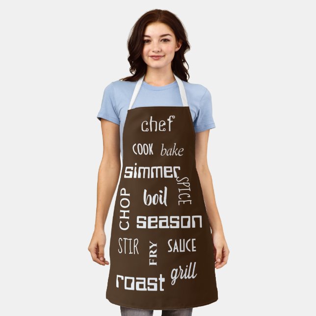Kochen Koch Worte braun Schürze (Getragen)
