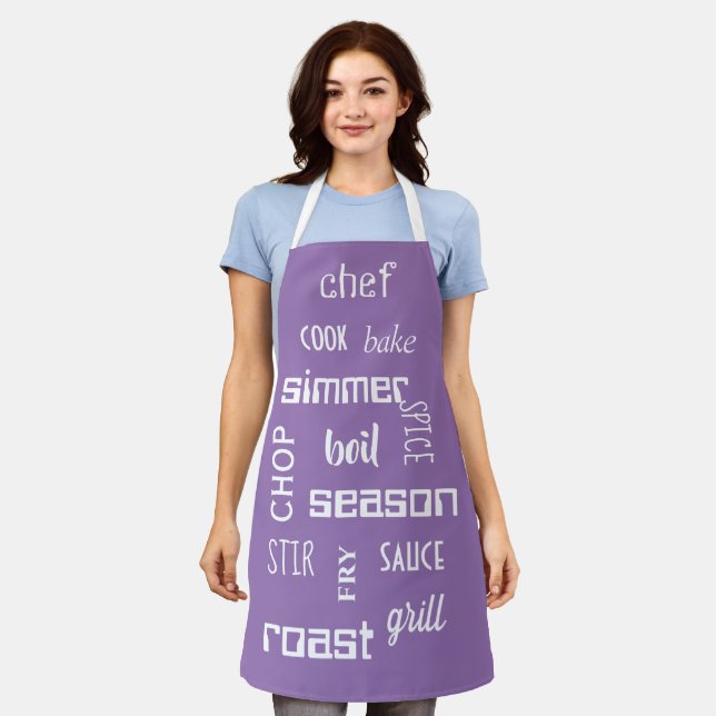 Kochen Koch Wörter Lila Schürze (Getragen)