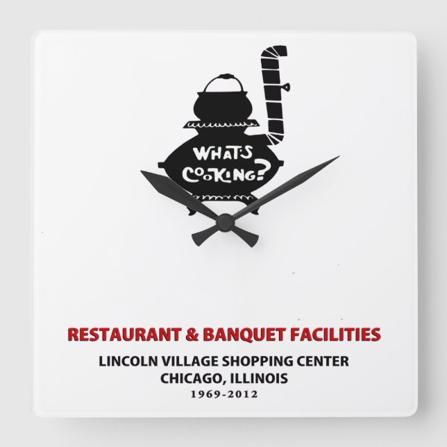 Kochen, Lincoln Village Centre, Chigago Quadratische Wanduhr (Vorderseite)