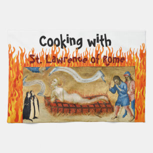 Kochen mit dem hl. Laurentius von Rom (M 022) Geschirrtuch