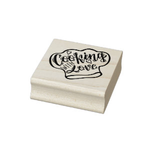 Kochen mit dem Hut des Koch der Liebe Gummistempel