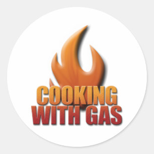 Kochen mit Gas Runder Aufkleber