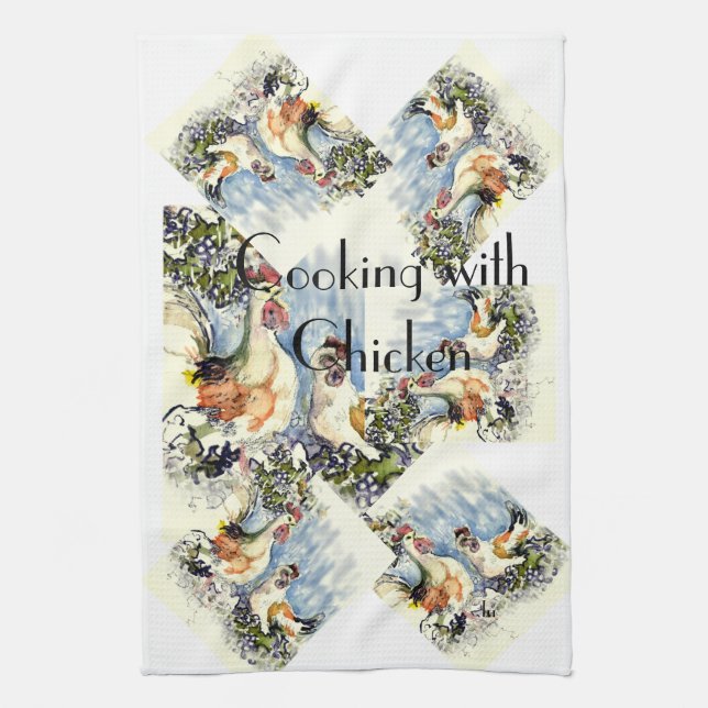 Kochen mit Huhn Geschirrtuch (Vertikal)