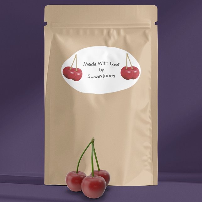 Kochen mit Kirschen Ovaler Aufkleber (Von Creator hochgeladen)