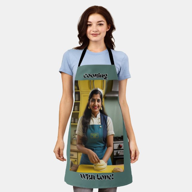 Kochen mit Liebe Blue Adult Schürze (Getragen)