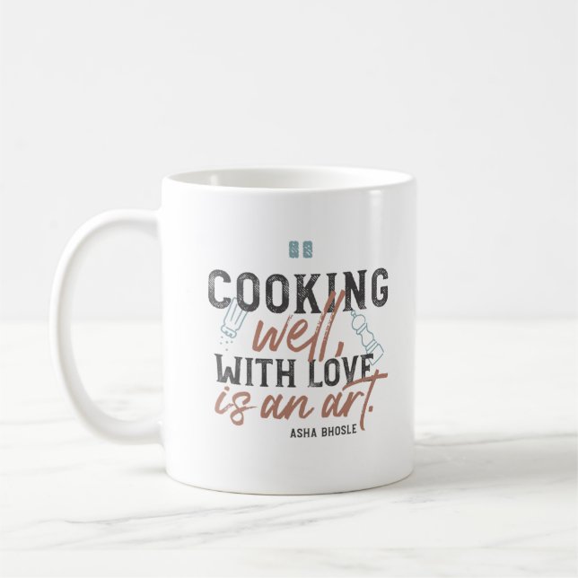 Kochen mit Liebe Typografie Kaffeetasse (Links)