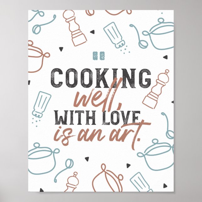 Kochen mit Liebe Typografie Poster (Vorne)