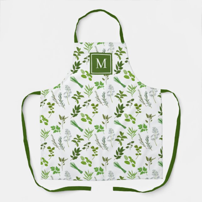 Kochen Mit Monogramm Gartenkräuter Schürze (Vorderseite)