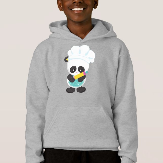 Kochen Panda, Backpanda, Schürze, Rolling Button Hoodie (Vorderseite)