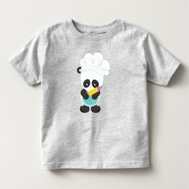 Kochen Panda, Backpanda, Schürze, Rolling Button Kleinkind T-shirt (Vorderseite)