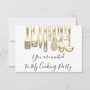 Kochen Party Koch Golden Kitchen Golden White Einladung
