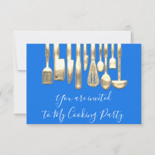 Kochen Party Koch Golden Kitchen Utensiva Blau Einladung