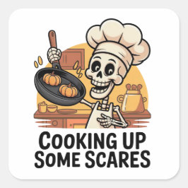 Kochen von einigen Scares Stickern Quadratischer Aufkleber