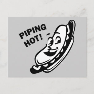 KOCHEND HEISS! Retro Hot Dog - Schwarz & Weiß Postkarte