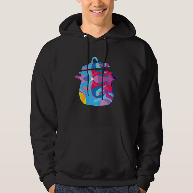 Kochend Kochen Chef Bunt Grafisch Hoodie (Vorderseite)