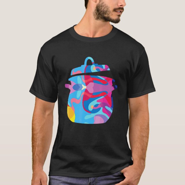Kochend Kochen Chef Farbig Grafisch T-Shirt (Vorderseite)