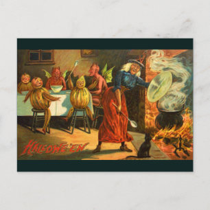 Kochende Halloween-Hexe Postkarte
