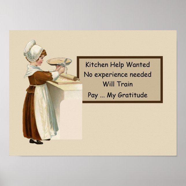 Kochhilfe Gewollt mit Colonial Girl Baking Pie Poster (Vorne)