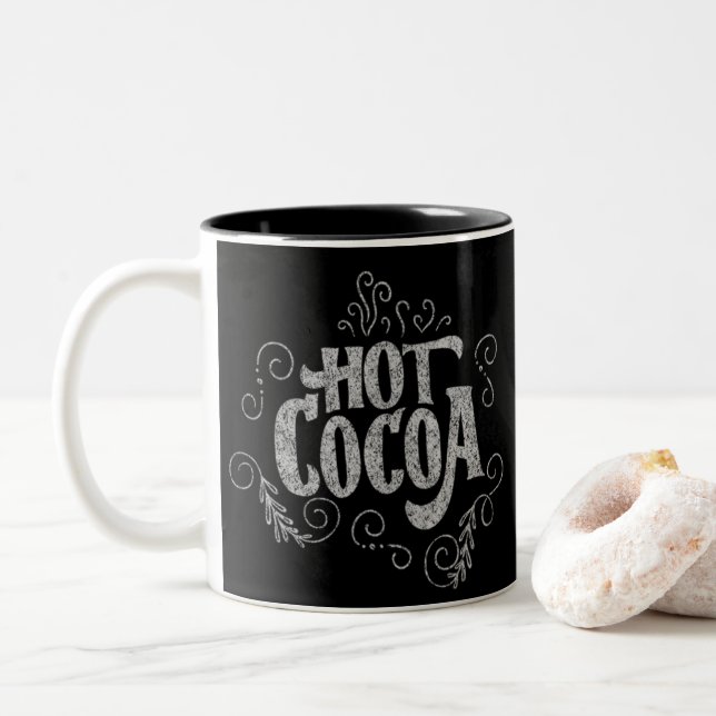 Kochkakao-Handschrift Chalkboard Zweifarbige Tasse (Mit Donut)