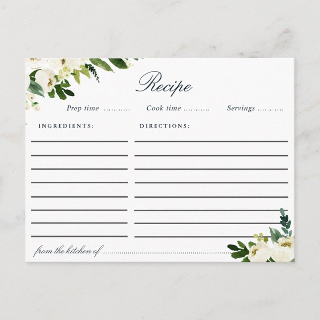 Kochkarte für Weißblumenfresken Postkarte (Vorderseite)