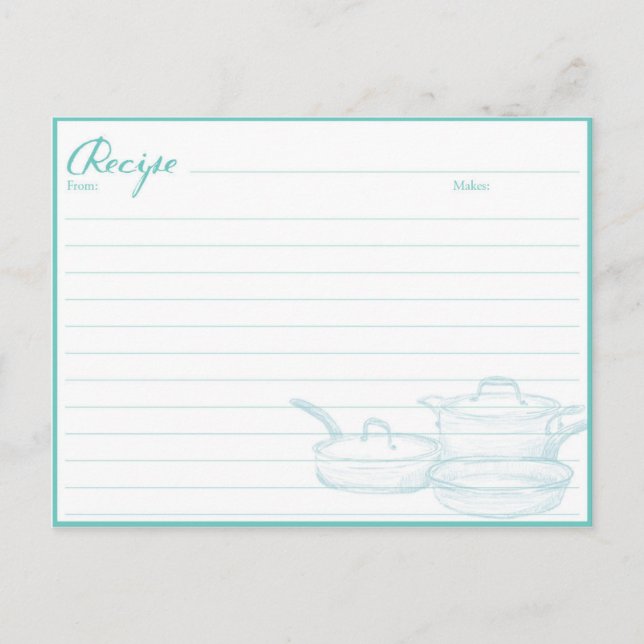 Kochkarten für Familienrezepte Hauswärmespeicher Postkarte (Vorderseite)