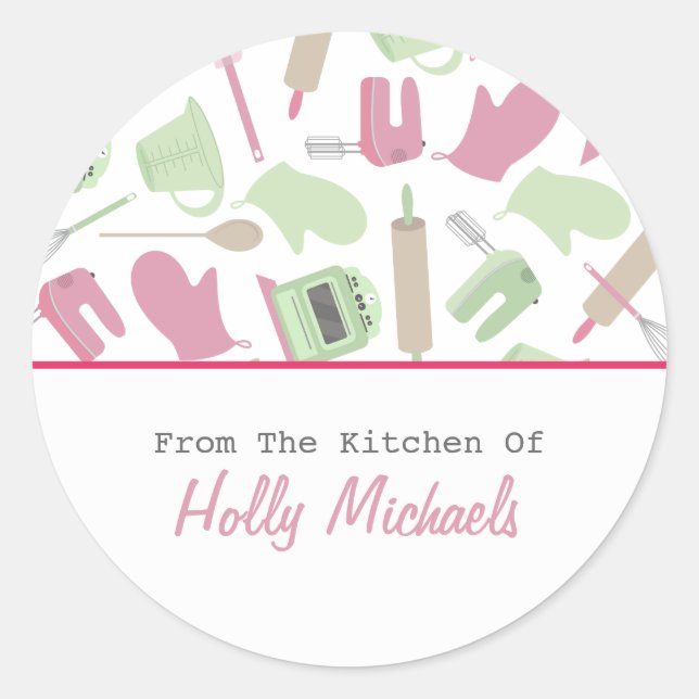 Kochmuster Küchensiegel Runder Aufkleber (Vorderseite)