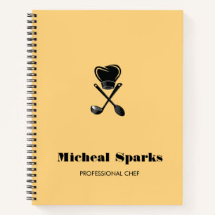 Kochmütze und Löffel Silhouette beige Notizbuch