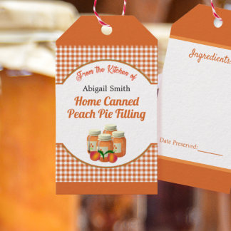 Kochnische Pfirsichfruchtgeschenk Tag Geschenkanhänger