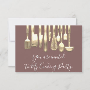 Kochparty Chef Golden Kitchen Rose Gold Einladung