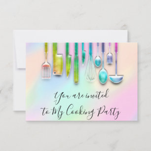 Kochparty Chef Restaurant Küche Holograph Einladung