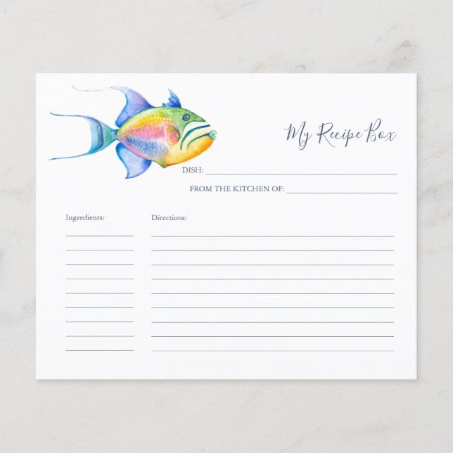 Kochrezepte Karten farbenfroh tropische Fische (Vorderseite)