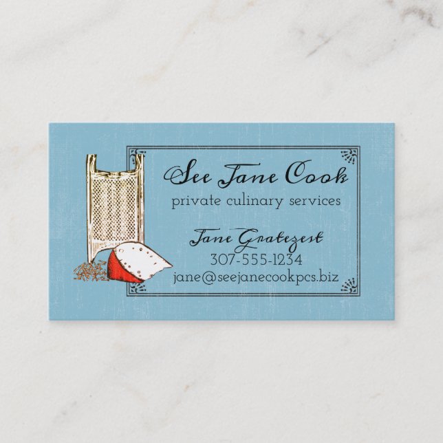 Kochs-Catering-Geschäftskarte der Käsereibe Visitenkarte (Vorderseite)